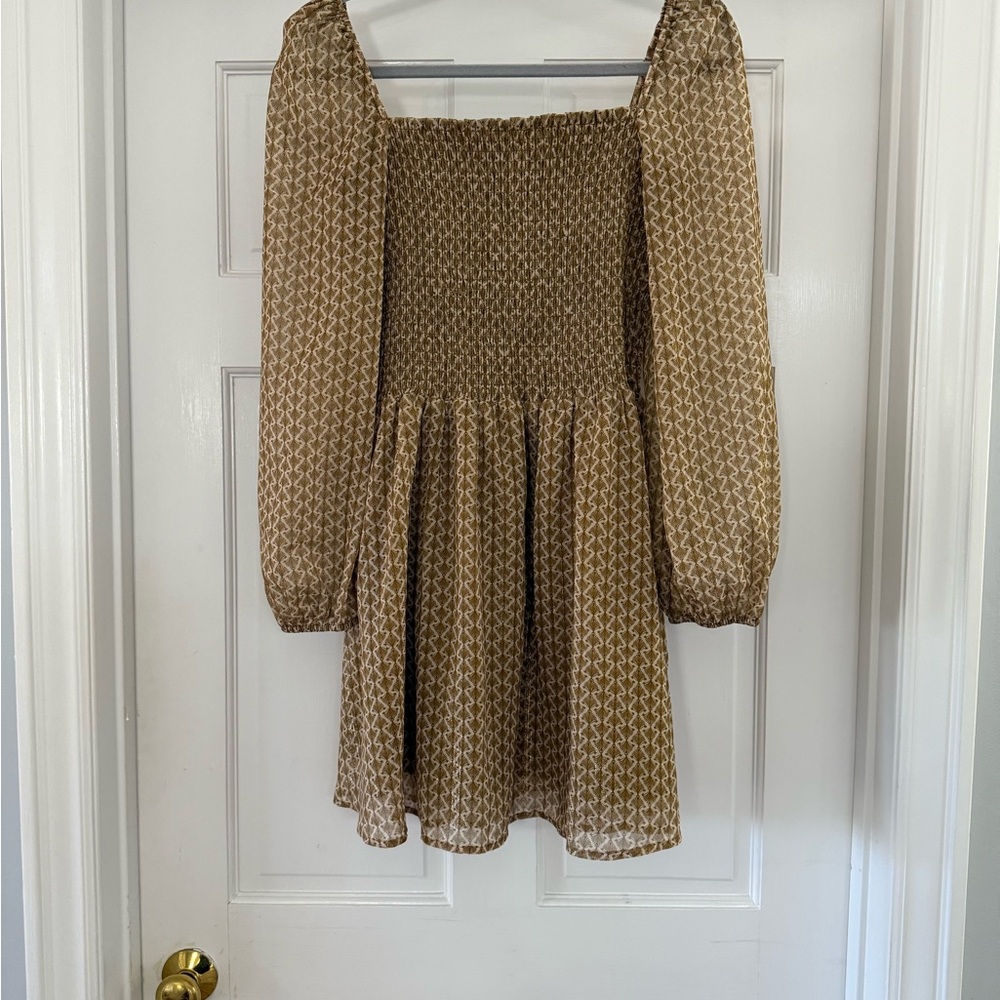 Boho Long Sleeve Smocked Dress